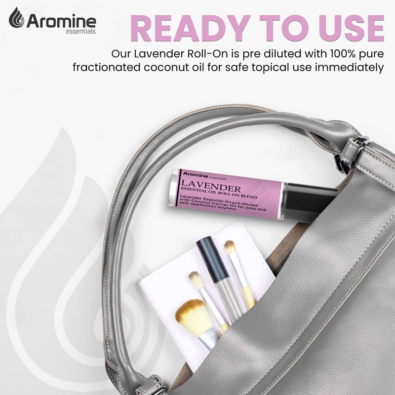 Aromine Lavender Essential Oil Roll On, Pre-Diluted 10ml (Pack of 2). Premium Quality, Therapeutic Grade Topical Ready Aromatherapy Oil - Image 5